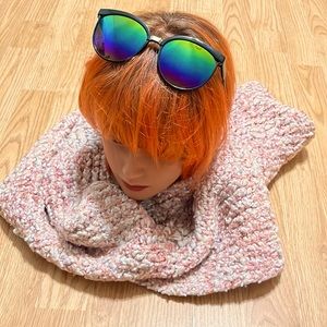 Thick knit pink infinity scarf